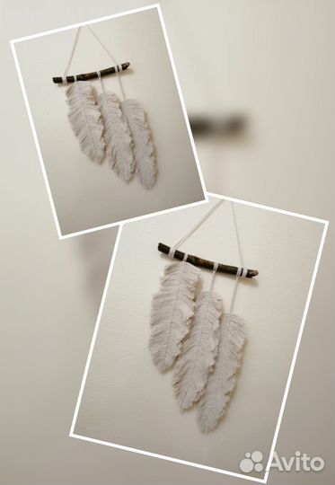 Настенное панно макраме перо