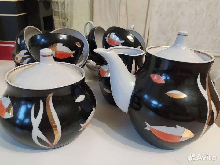 Сервиз чайный Дулево Аквариум,Тюльпан, Рифленка