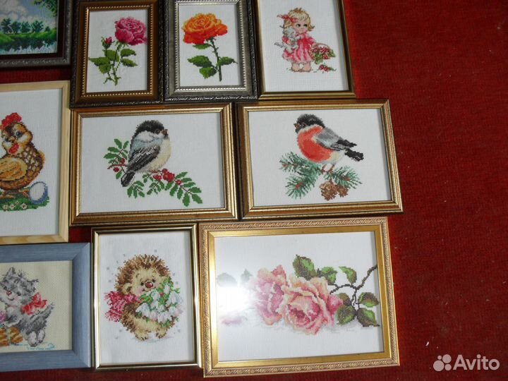 Картина вышитая крестиком много