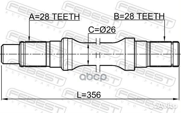 0512-BT50LH полуось левая 28X356X28 Mazda B250