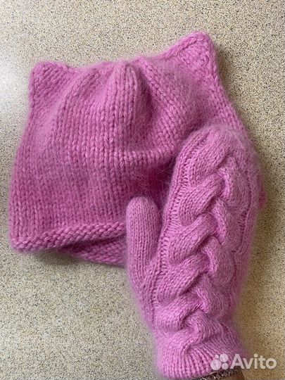 Шапка женская вязаная из пуха норки