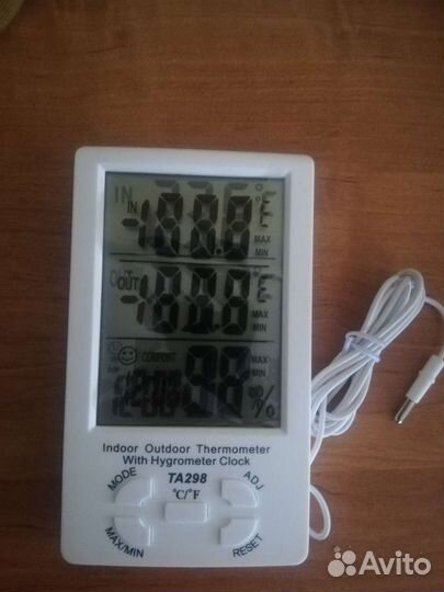 Метеостанция Термометр Гигрометр TA298 с часами и