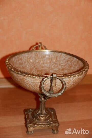 Чаша фарфоровая, декоративная G&C (Дания), бежевая