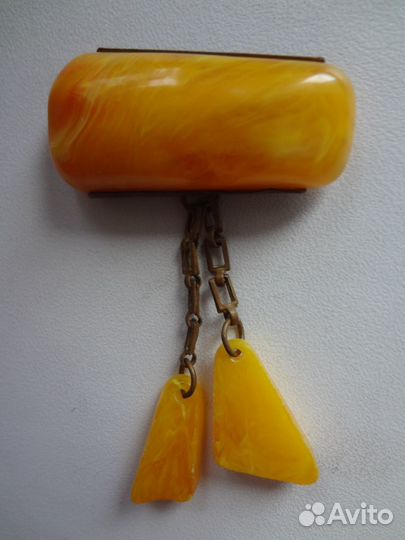 Брошь СССР под янтарь