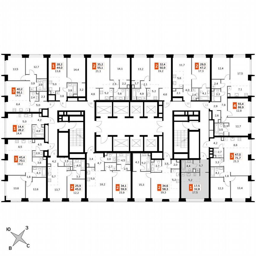 Квартира-студия, 32,8 м², 35/60 эт.