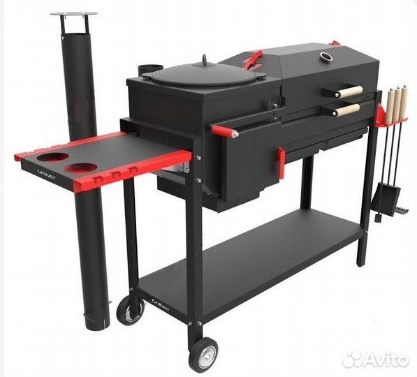 Печь-мангал-гриль с чугунной решеткой барбекю