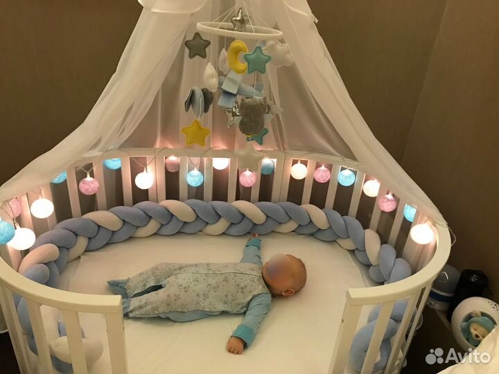 Кроватка детская трансформер белая