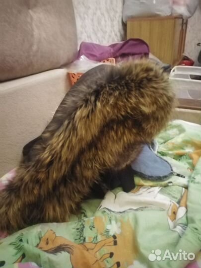 Шапка капюшон женская, енот