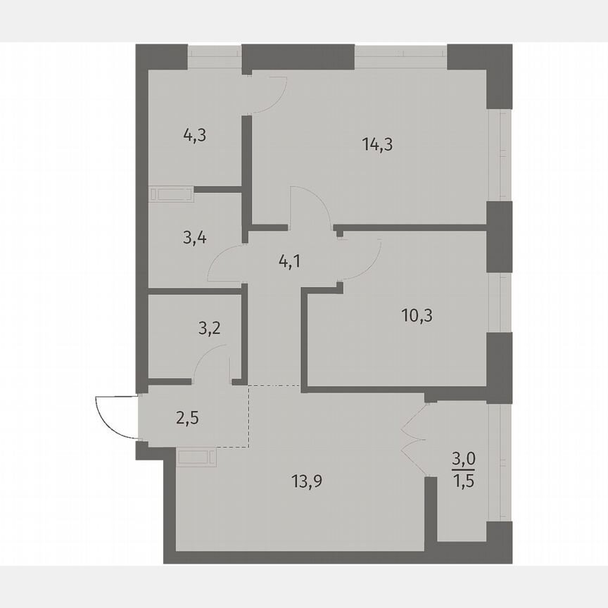 2-к. квартира, 57,4 м², 7/12 эт.