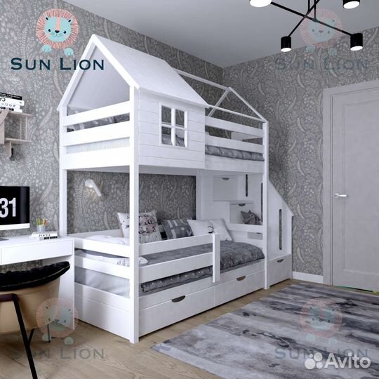 Кровать двухьярусная Домик