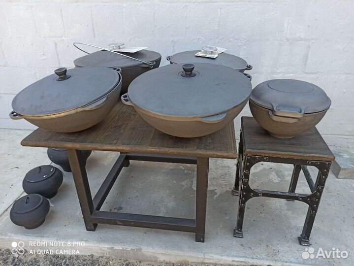 Казан чугунный с чугунной крышкой сковородка