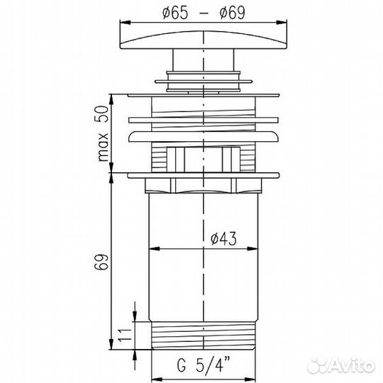 Донный клапан Rav Slezak MD0484cmat click-clack Ч