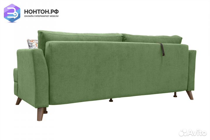 Диван тик-так Дамаск зеленый / коричневые цветы