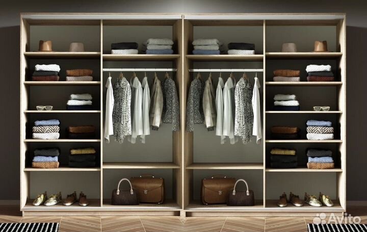 Шкаф купе 4-х дверный, 2,4 метра, белый, зеркало