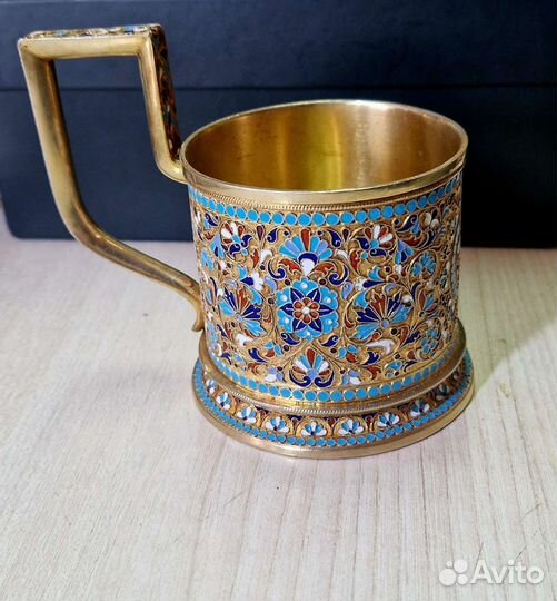 Серебряный подстаканник. Эмали. 84проба