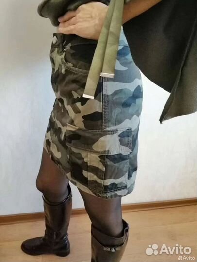 Мини юбка карго милитари 42 р-р