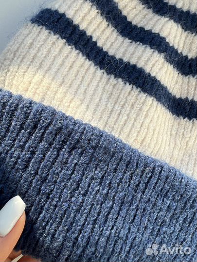 Шапка zara новая синяя-белая