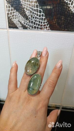 Серебро, кольцо и подвес с принитом