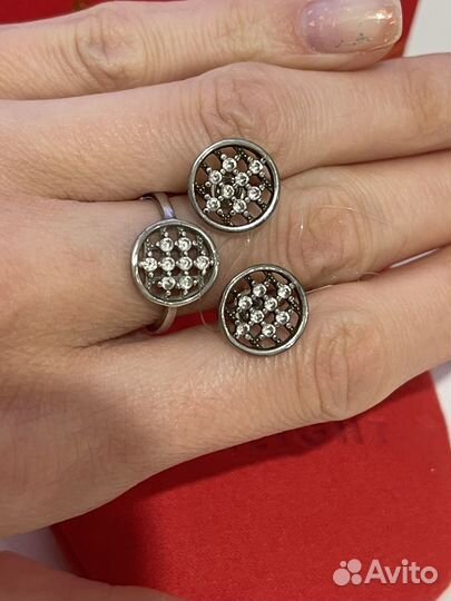 Серьги и кольцо серебряные