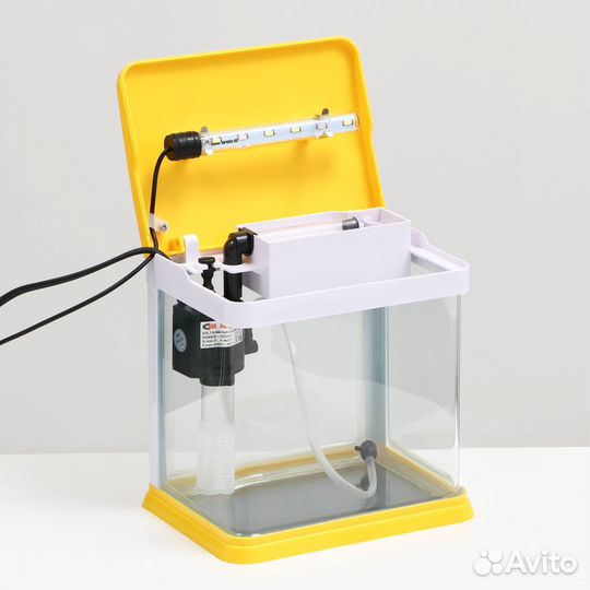 Аквариум с лампой, желтый, 3,5 литра