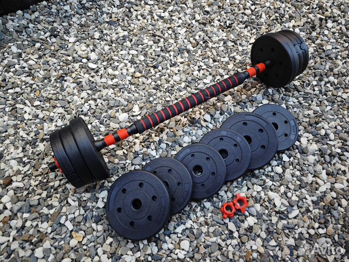 Комплекты гантелей разборных на 20-30 кг + штанга