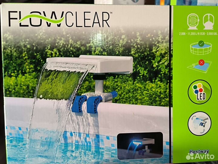 Водопад для бассейна с цветной Led подсветкой