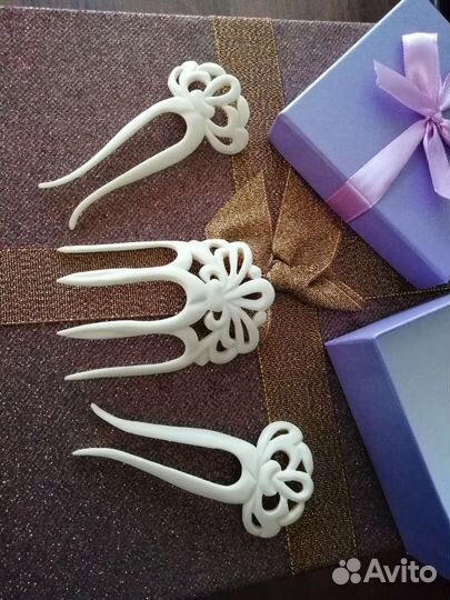 Костяной гребень, заколки. Набор. Винтаж