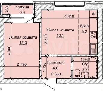 2-к. квартира, 35,4 м², 9/10 эт.