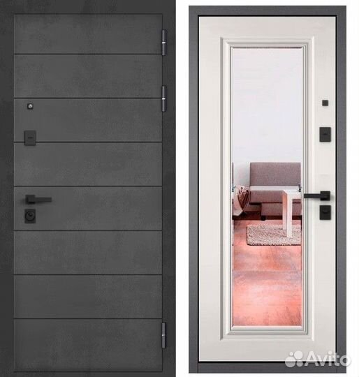 Металлические двери с зеркалом