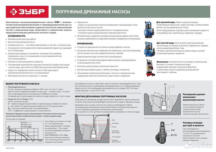 Фекальный насос Зубр нпф-1500-Р