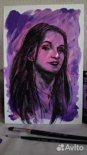 Портрет акварелью, акрилом по фото на заказ