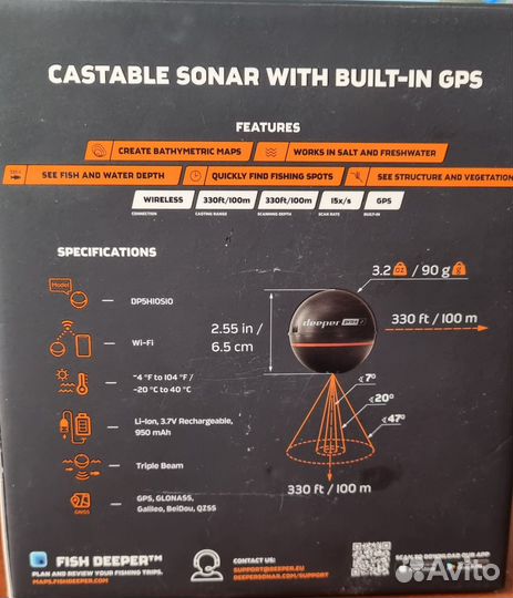 Эхолот Deeper SMART Sonar Pro+ 2.0