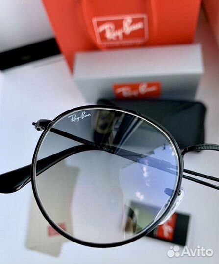 Очки ray ban round metal пепельные