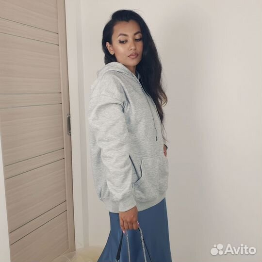Однотонное утепленное худи
