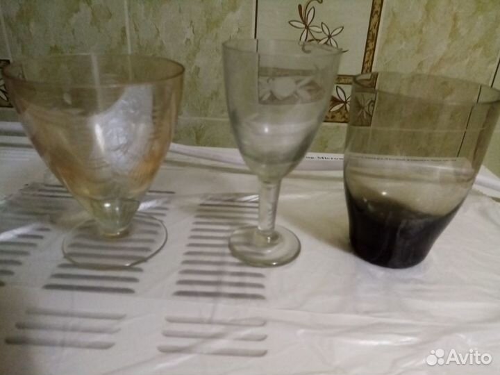 Фужеры, рюмки из цветного стекла СССР