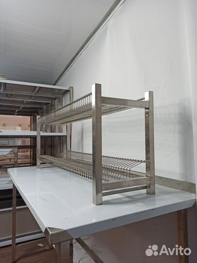 Моечная ванна, стол с полкой, стеллаж, сушка