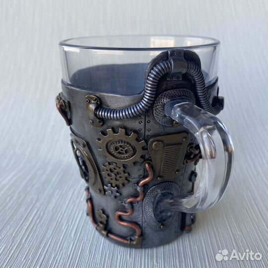 Кружка из полимерной глины с декором Стимпанк