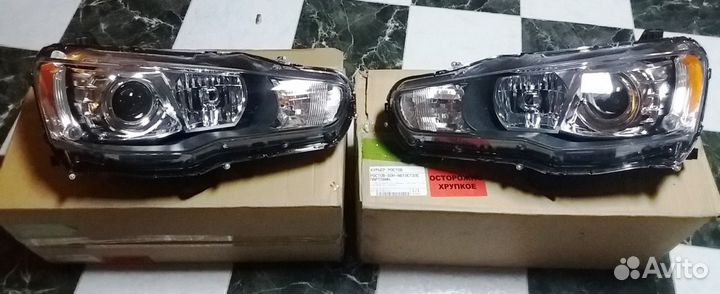 Комплект фар Lancer X под ксенон, D2S, линза