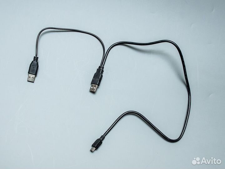 Кабель 2 USB to mini USB power plus data