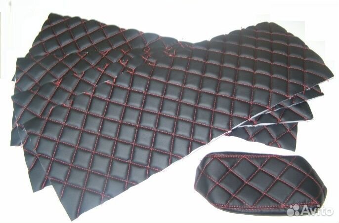 Вставка в двери /21704/ (4 шт) эко-кожа (красная н