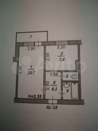 2-к. квартира, 43,2 м², 5/5 эт.