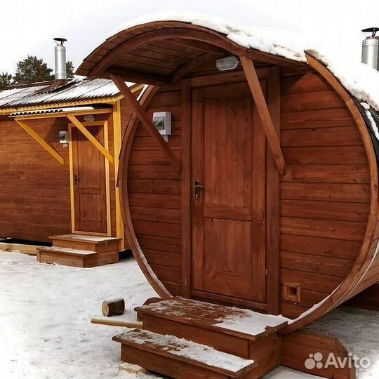 Мобильная баня бочка 4 м