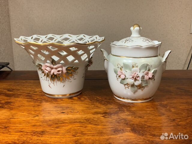 Фарфор Кисловодский. Сухарница и сахарница