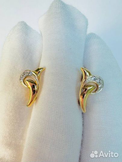 Золотые серьги с камнем