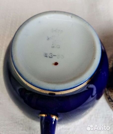 Чашки. 2 шт. Кобальт. Позолота. лфз.Кружево.Винтаж