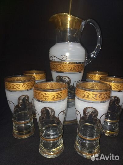 Набор кувшин и стаканы Богемия