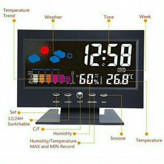 Умная метеостанция с цифровым дисплеем Будильник К