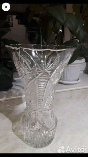 Хрустальные вазы, кобальтовая с позолотой