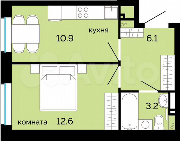 1-к. квартира, 32,8 м², 17/25 эт.