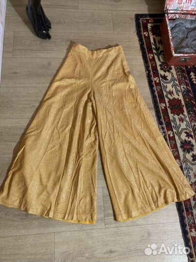 Винтажные золотые брюки кюлоты 44-46